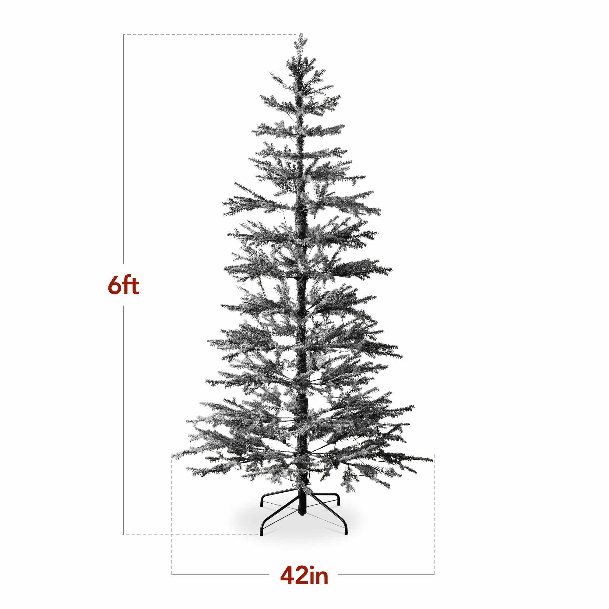 Black Pre-Lit Sparse Flocked Christmas Tree w/ 2-in-1 LEDs, Cordless Connection