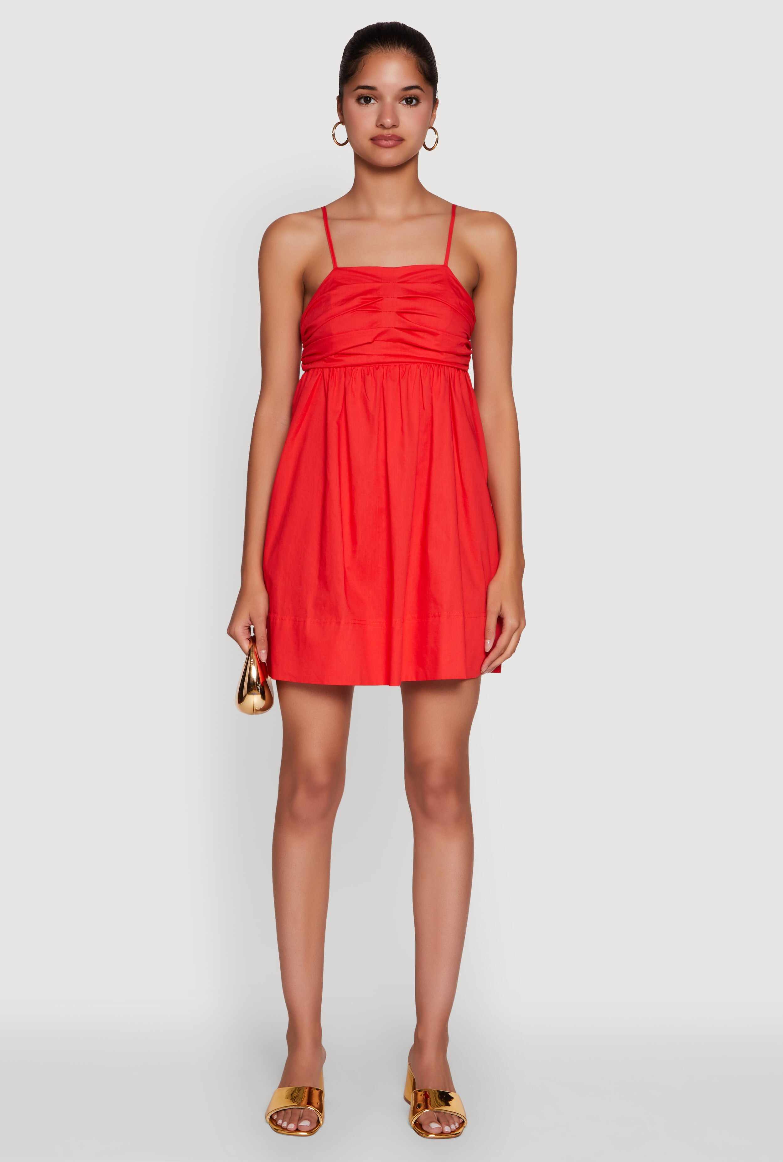 Trendy Poplin Bow Tie Back Babydoll Dress