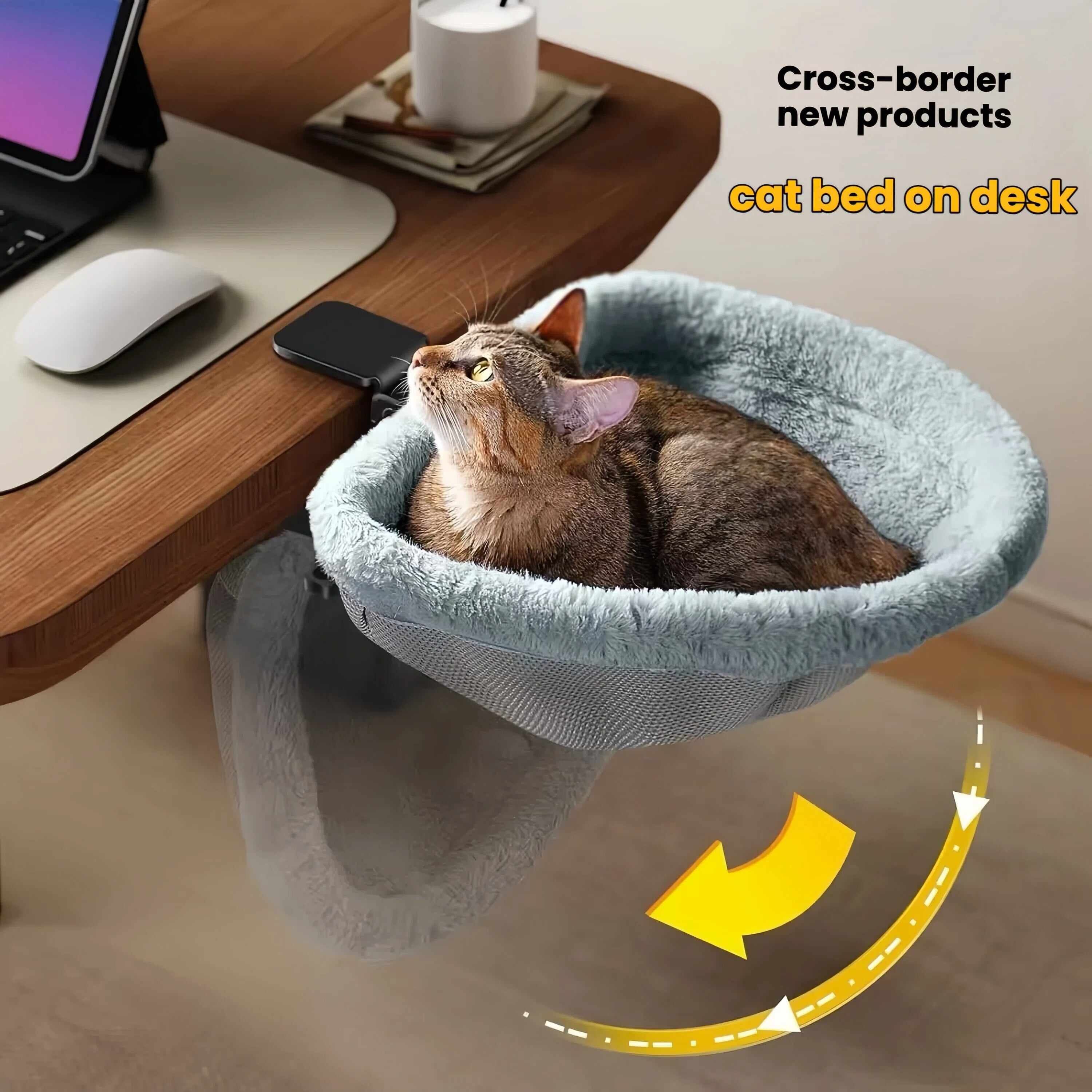 Foldable Desktop Cat Hammock – Suspended Pet Bed / Cat Perch Stand--PurrNest Cozy