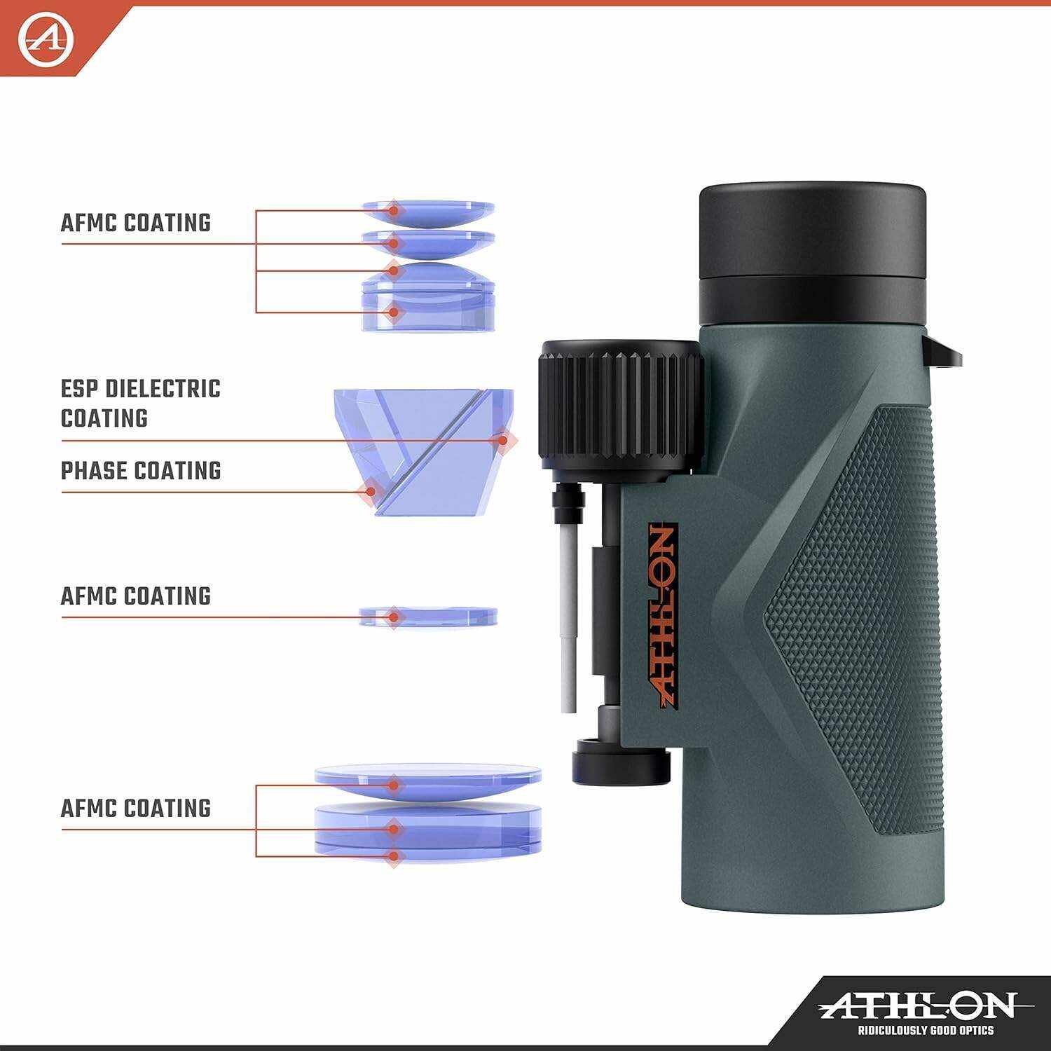 Athlon Optics 10x42 Midas G2 UHD Gray Binoculars with Eye Relief for Adults and Kids, High-Powered Binoculars for Hunting, Birdwatching, and More