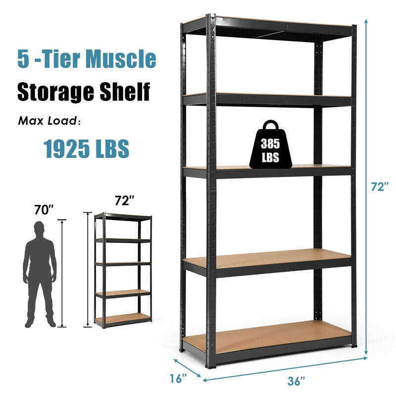 72 Inch 5-Shelf Steel Garage Storage Rack Display Stand with Adjustable Shelves