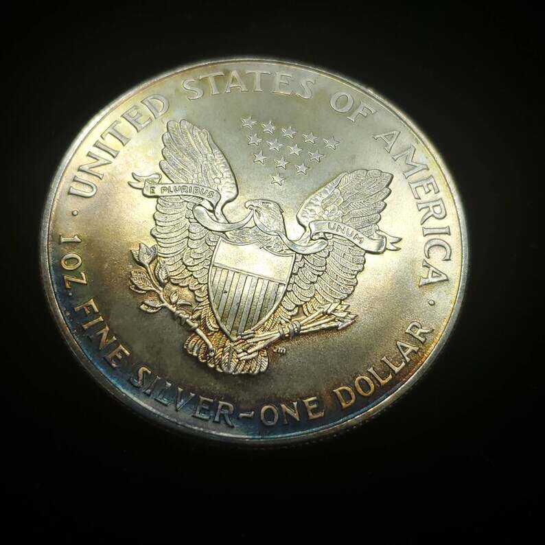 1994   American Silver Eagle  - Toned    -  1 Oz .999 Tough  Key date   Lot# 522 Regular 79