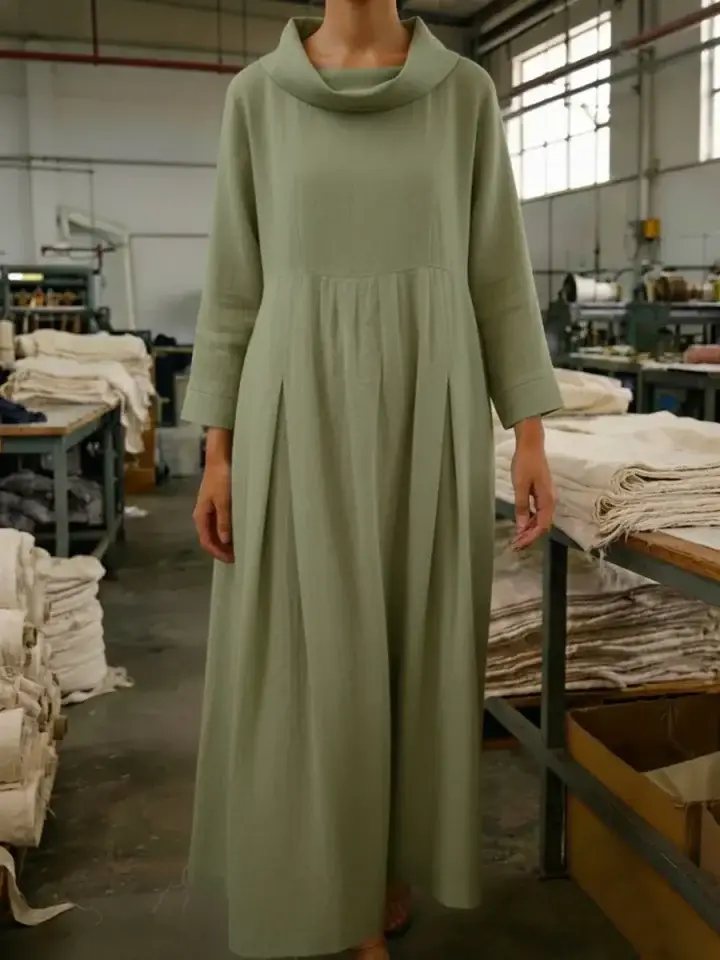 🔥Summer Arrivals🌟Vintage Cowl Neck Loose Linen Dress