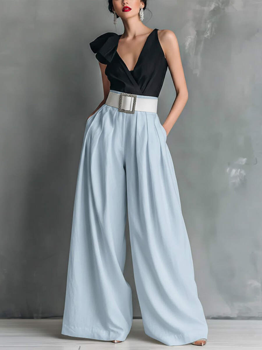 🔥Summer Arrivals🌟Women's Solid Color High-waisted Casual Loose Cotton Wide-leg Pants
