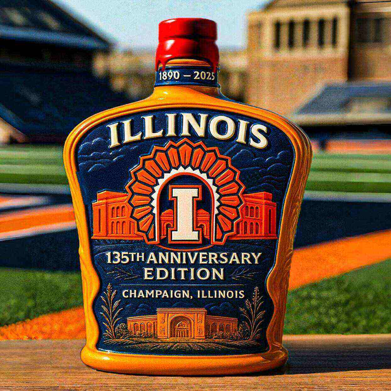 Illinois 135th Anniversary Whiskey Bottle