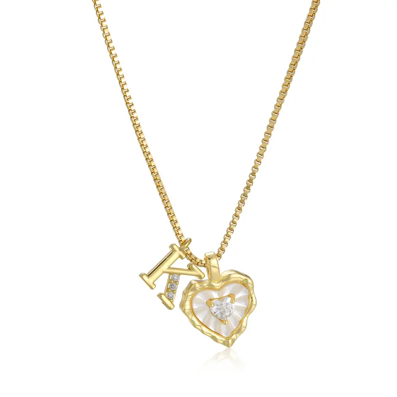 🔥Last Day 69% OFF ✨Gold Shell Heart CZ A-Z Initial Necklace, Valentine's Day Jewelry Gift