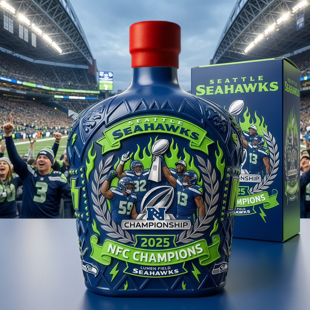 Seattle Seahawks NFC Champions Commemorative Whiskey Bottle