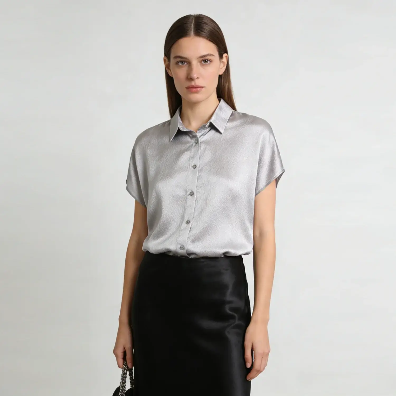 Silk Blouse Single Breasted Top