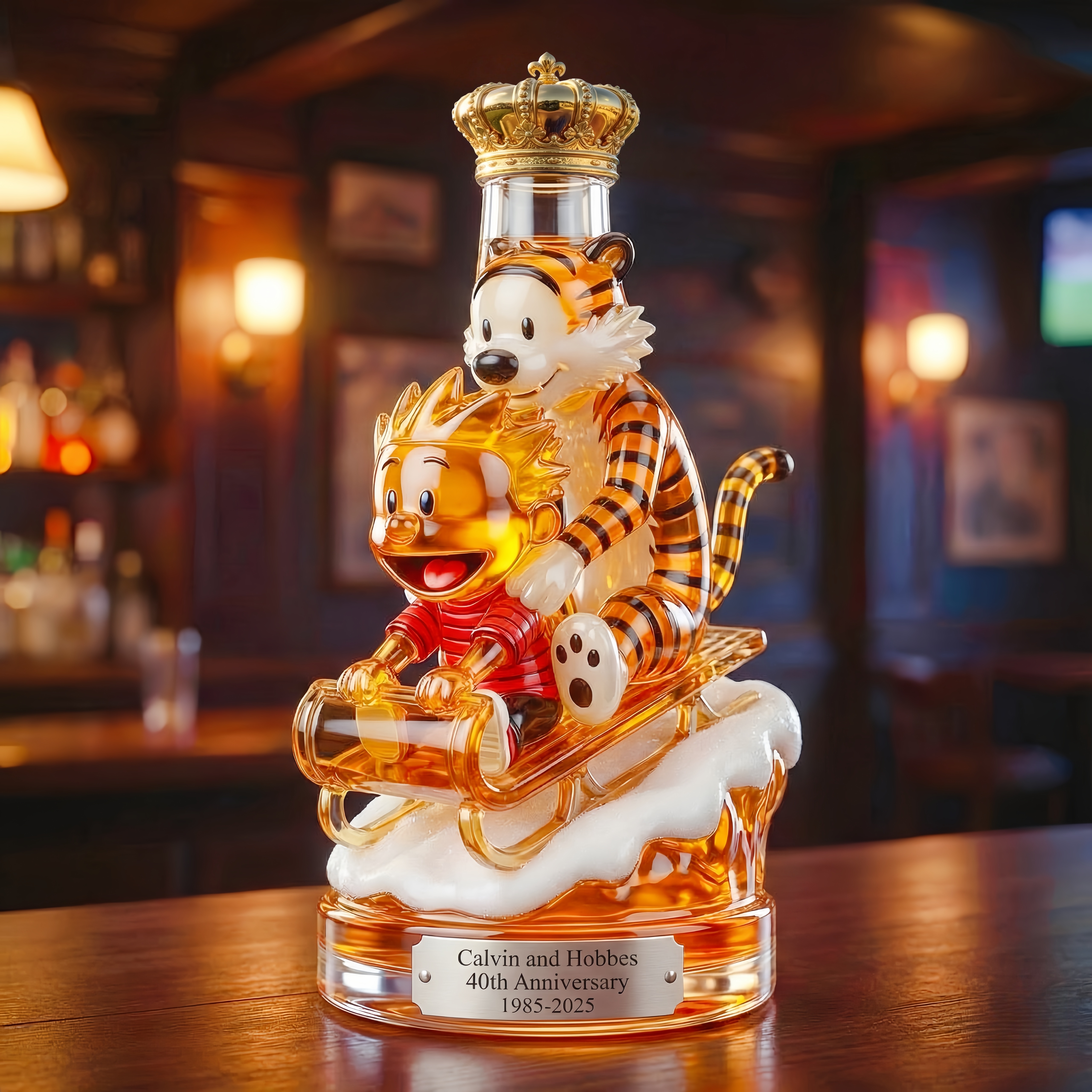 Calvin and Hobbes 40th Anniversary Commemorative Whiskey Bottle