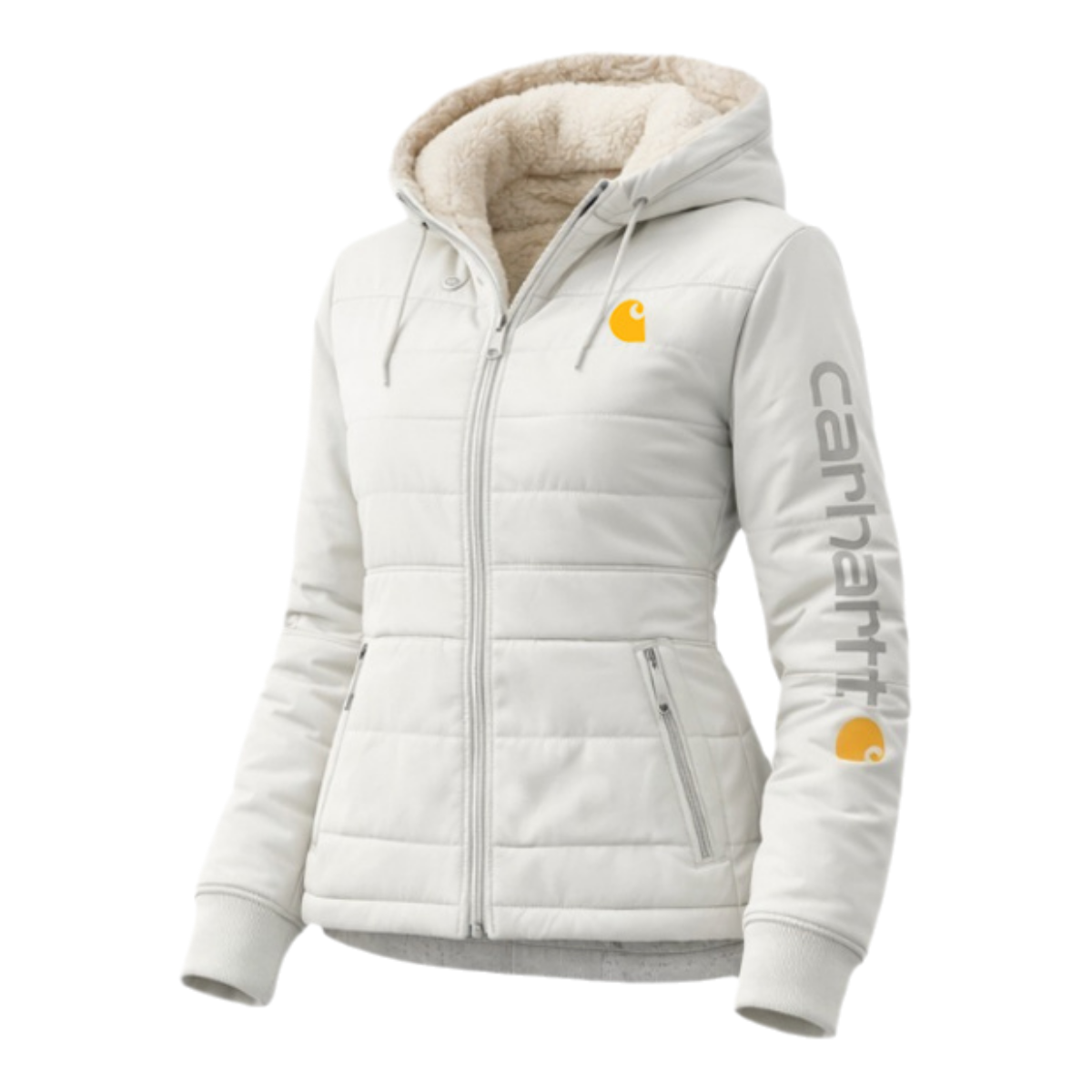 Women's Hooded Wool-Lined Down White Jacket