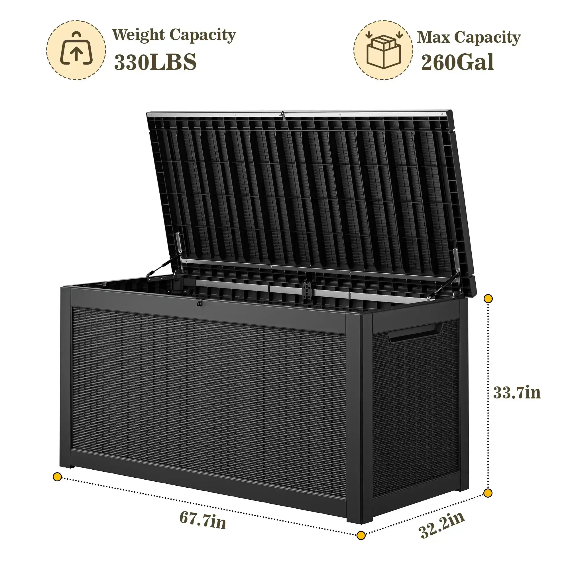 180/230/260 Gallon Outdoor Storage Deck Box for Patio Furniture Cushions Garden Tools，Waterproof，Doubles as Table or Seating. Summervibes