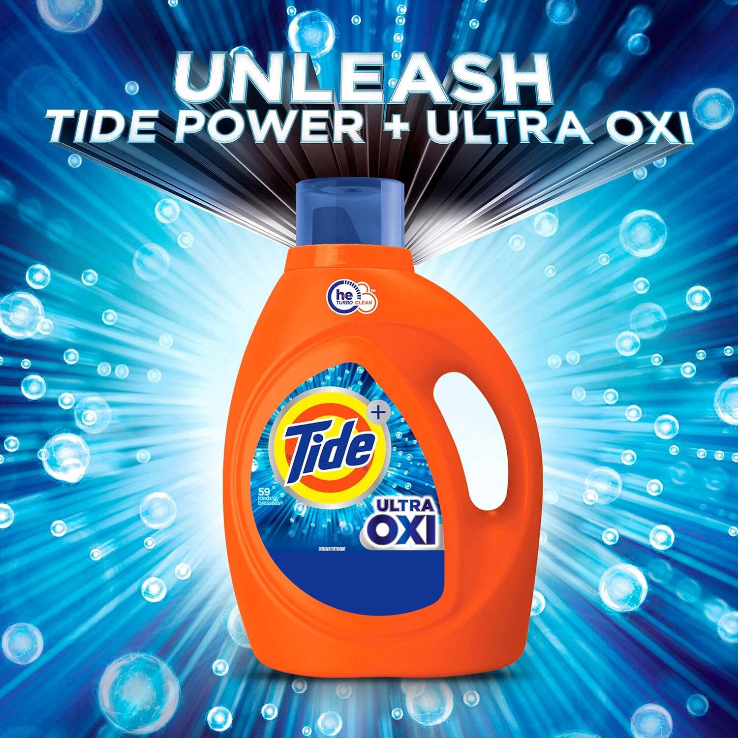 Tide Ultra Oxi Laundry Detergent Liquid Soap, High Efficiency (HE), 59 Loads, Blue, 84fl oz (Pack of 1)