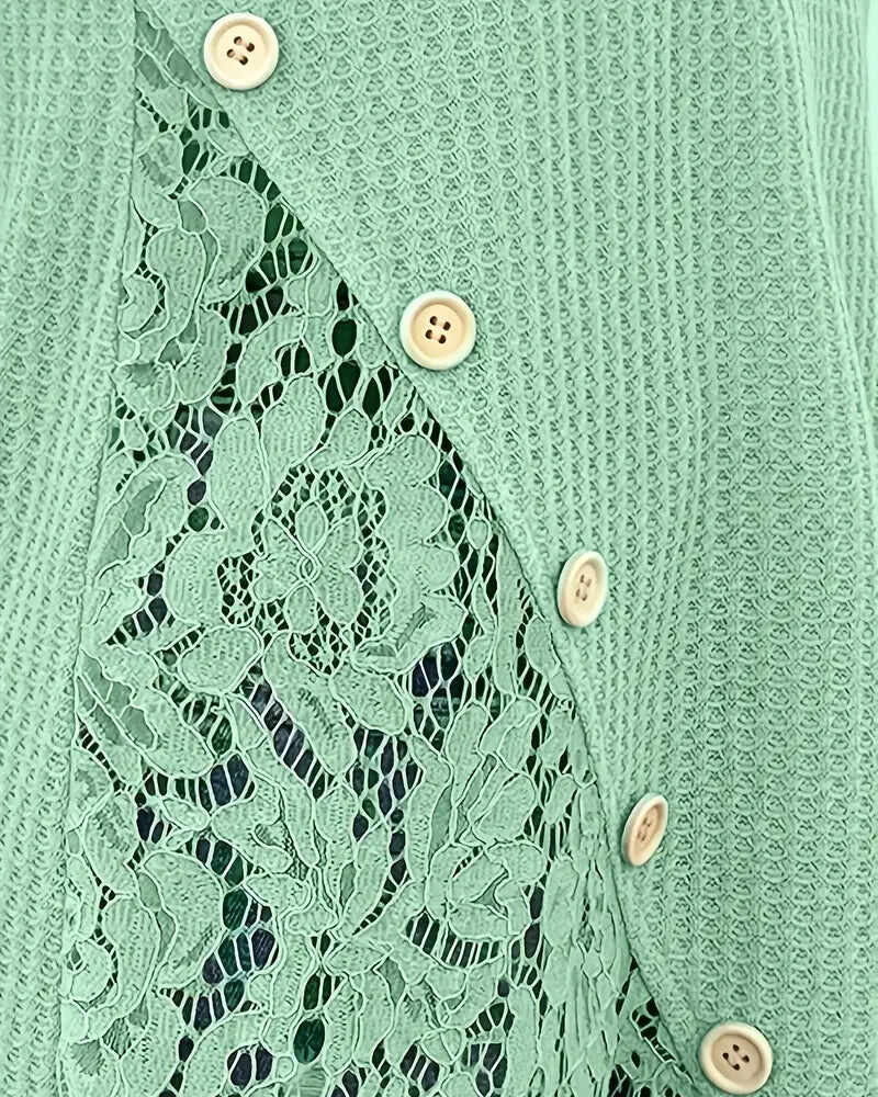 Lace Panel Knitted T-Shirt