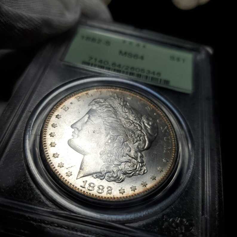 1882  S  MS 64  Silver Morgan Dollar- PCGS  Silver  Coin . Beautiful Color  Lot # 262