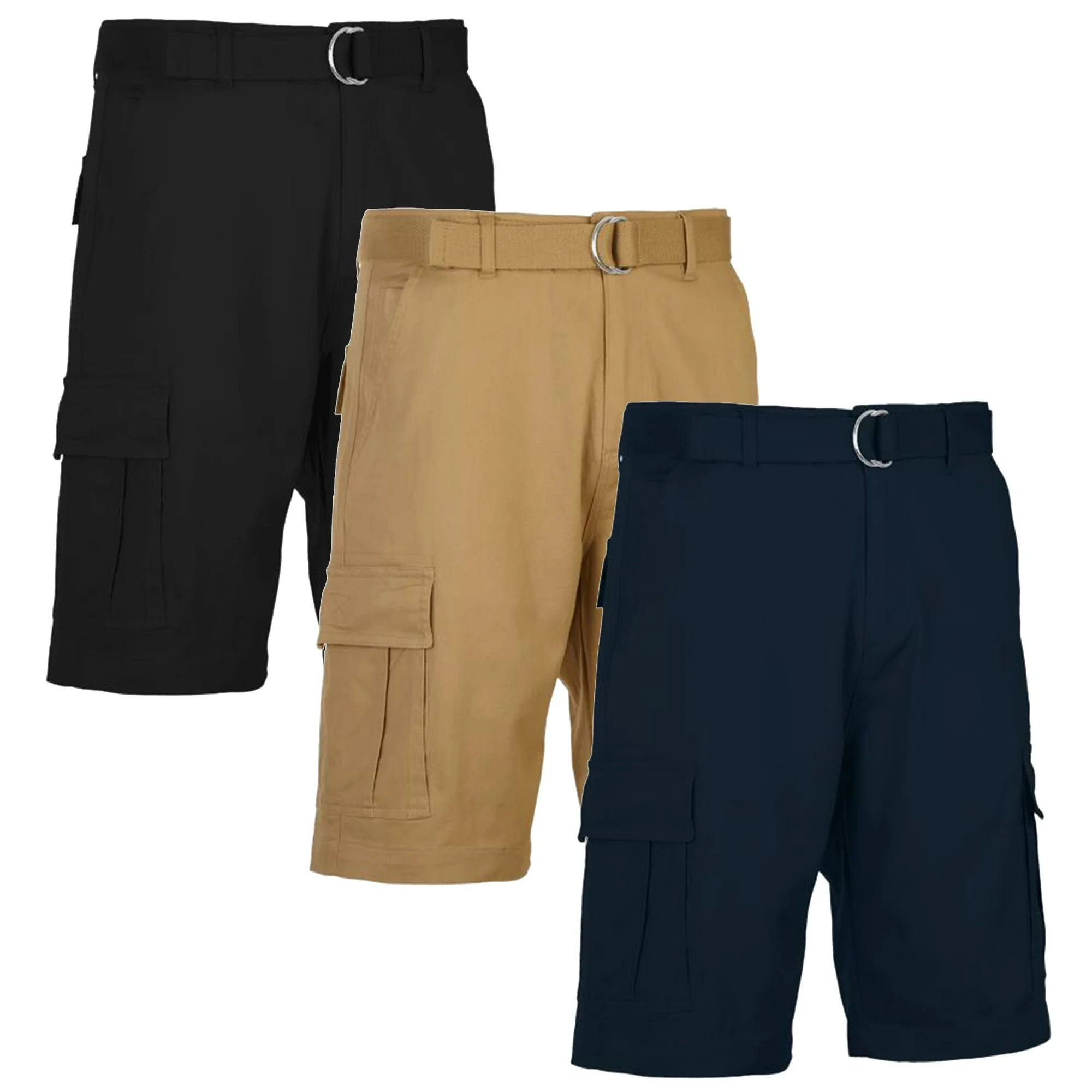 Men's Cotton Belted Cargo Shorts Vintage Distressed Lounge Hiking With Belt Sizes 28-50 NEW