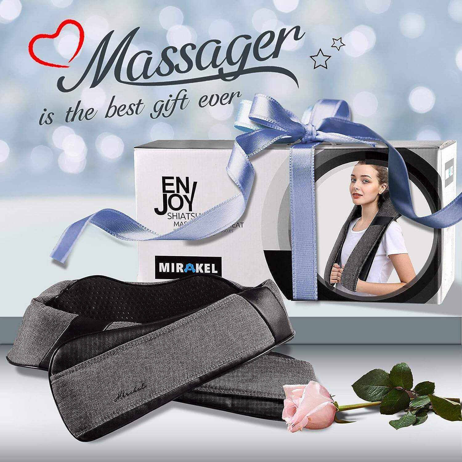 Back Massager, Shiatsu Neck Massager with Heat, Electric Shoulder Massager, Kneading Massage Pillow for Neck, Back, Shoulder, Foot, Leg, Muscle Pain Relief, Get Well Soon Presents - Christmas Gifts