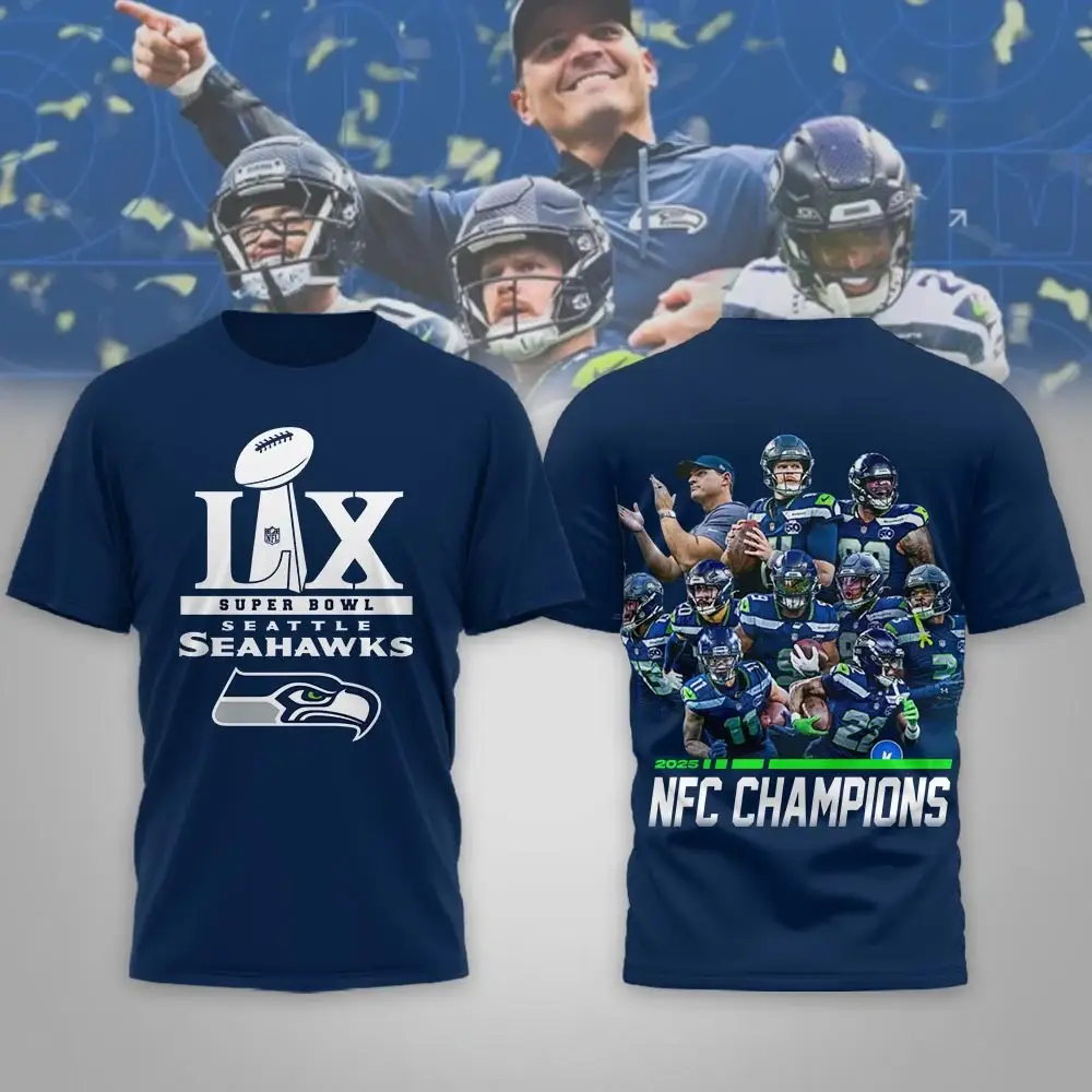 Seattle Seahawks 2025 NFC Champions | Super Bowl LIX Premium 3D Commemorative Tee