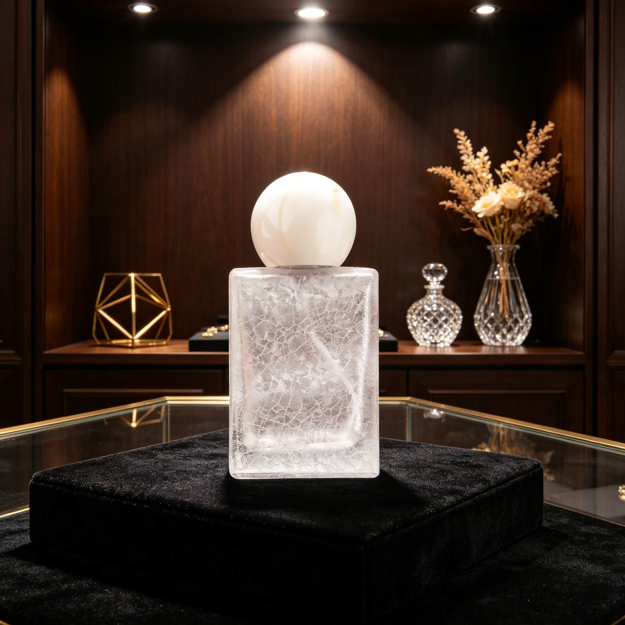 Frosted Cracked Glass Refillable Perfume Atomizer