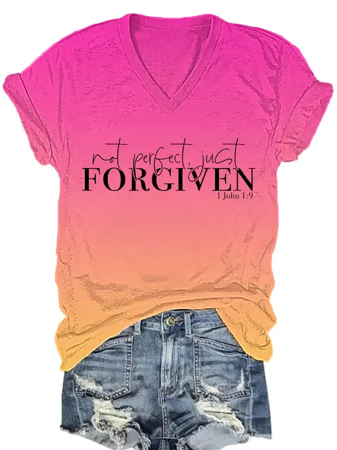 ?BUY 3 GET 10% OFF?Women's Not Perfect Just Forgiven Print T-Shirt