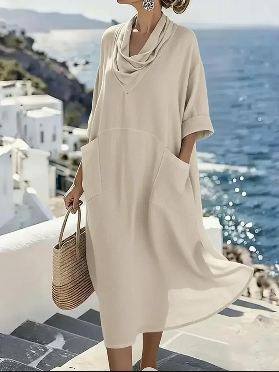 🔥Summer Arrivals🌟Women's Linen And Cotton Pocket Dress