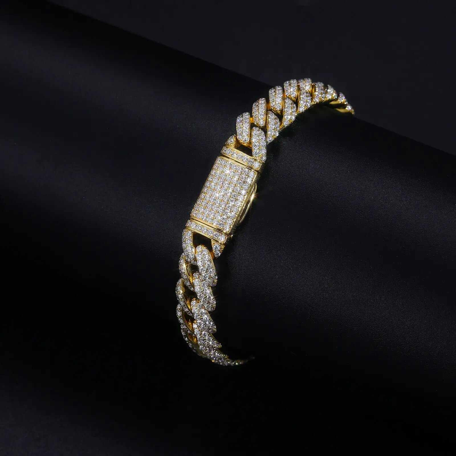 10mm S925 2 Row Moissanite Bubble Cuban Link Bracelet