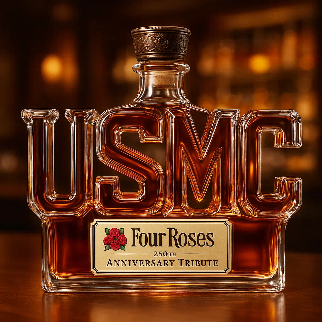 USMC 250th Anniversary Commemorative Whiskey Bottle