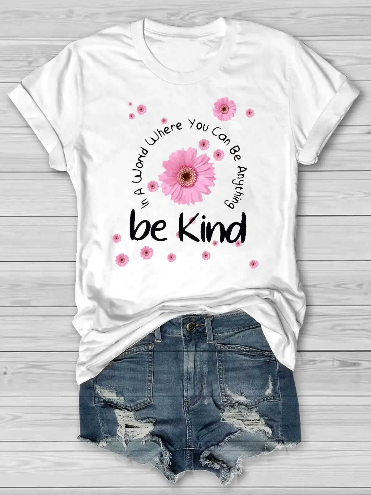 Be Kind Inspirational Letter Print Casual T-Shirt