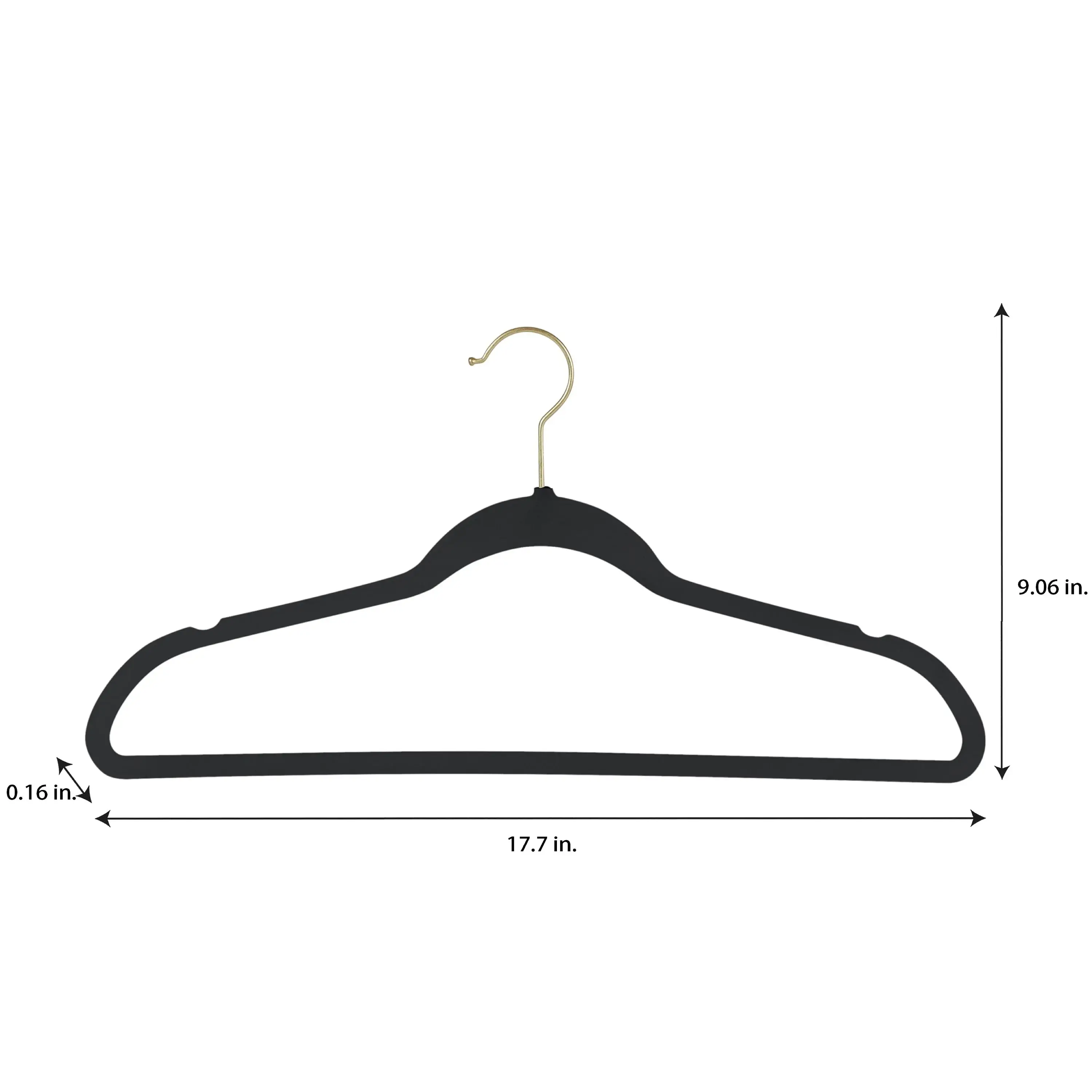Simplify 25 Pack Slim Velvet Gold Hook Hangers - 17.7