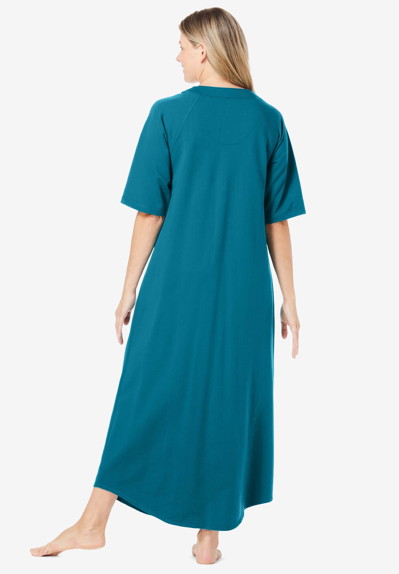 Long French Terry Zip-Front Robe