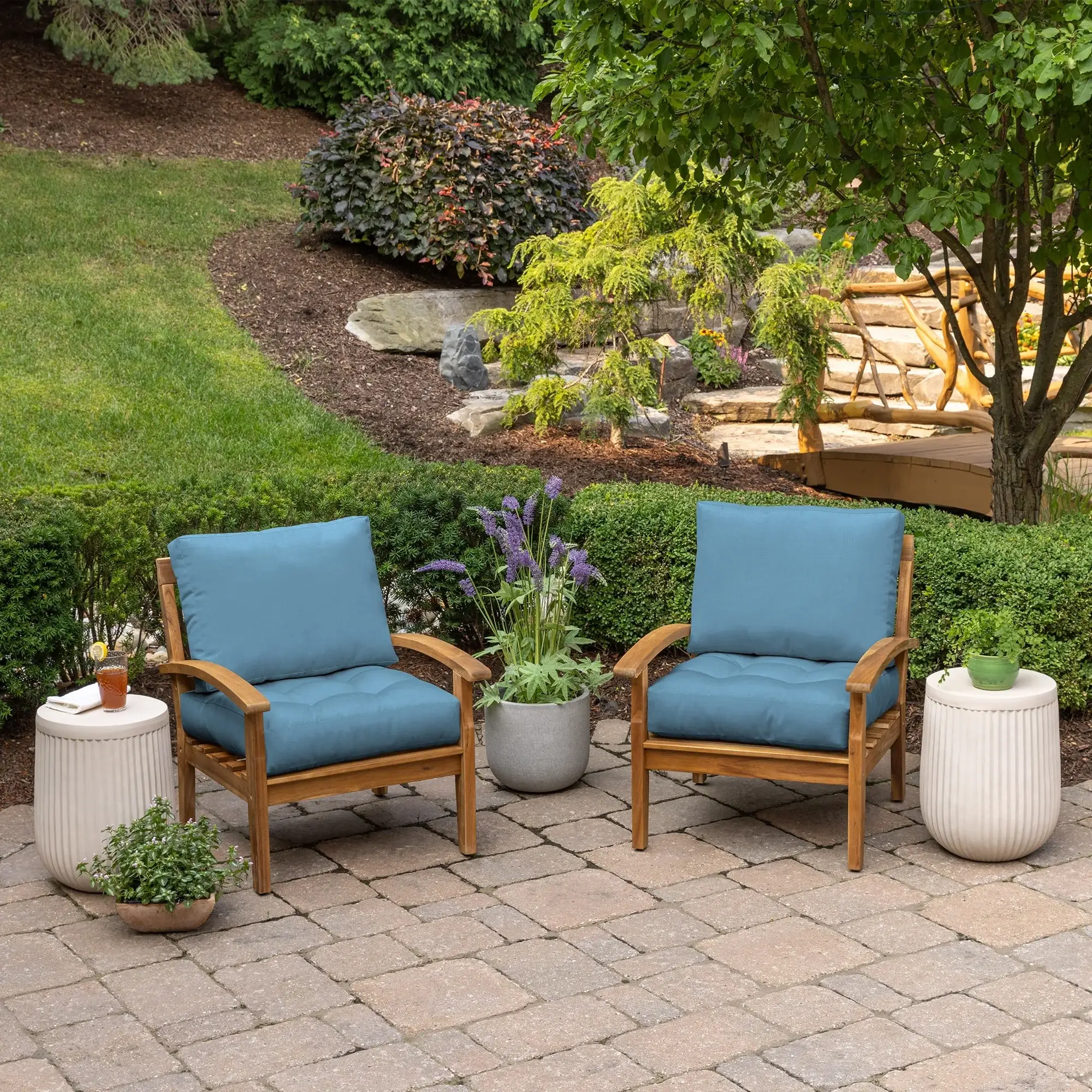 ARDEN Outdoor Plush Modern Tufted Blowfill Deep Seat Set, 24 x 24