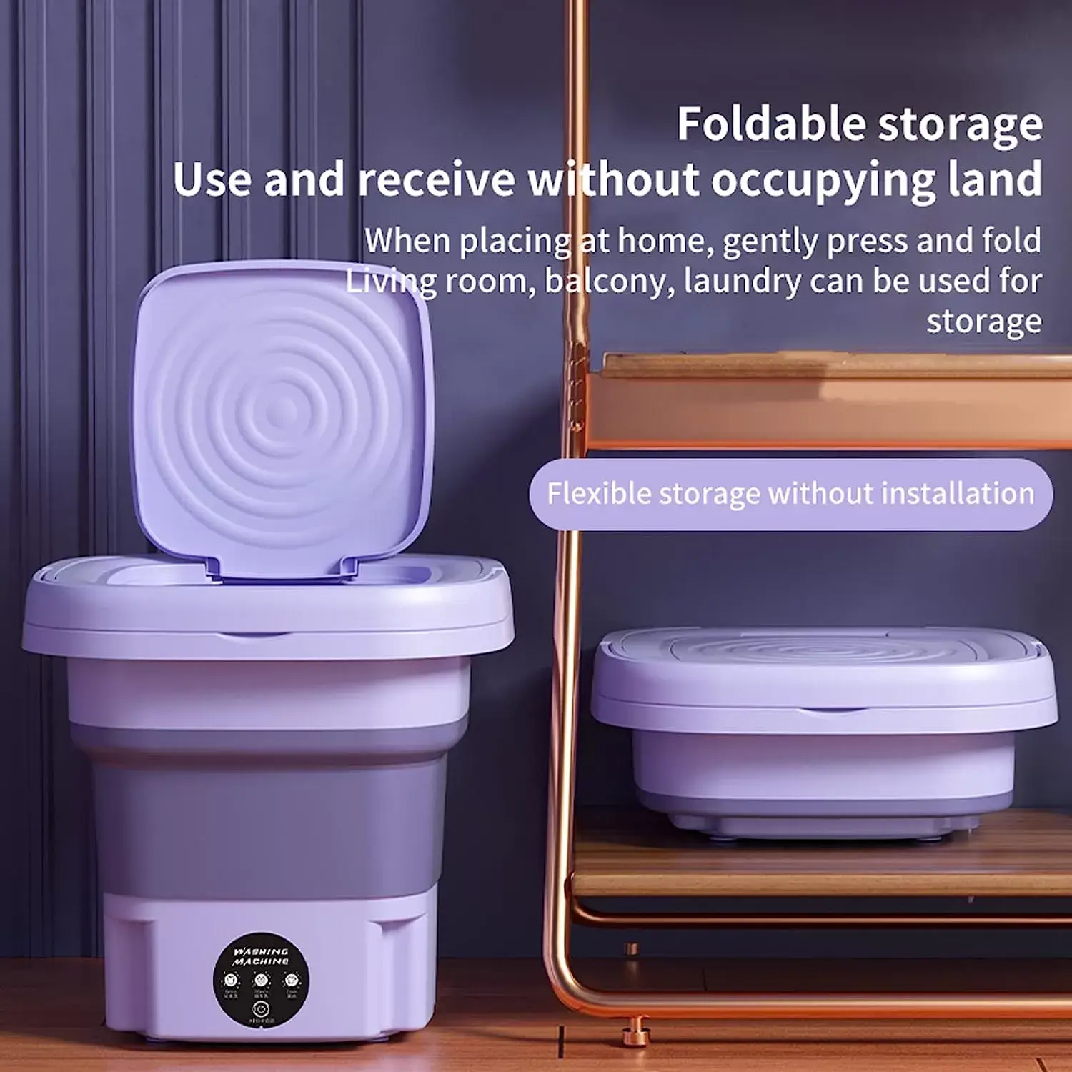 Portable Washing Machine, High Capacity Mini Washer with 3 Modes Deep Cleaning Half Automatic Washt, Foldable Washing Machine with Soft Spin Dry for Socks, Baby Clothes, Towels, Delicate Items (Purple)