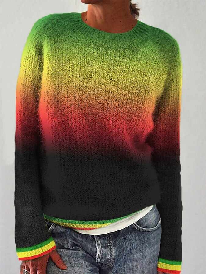 Women'S Casual Reggae Colorblock Printed Sweatshirt