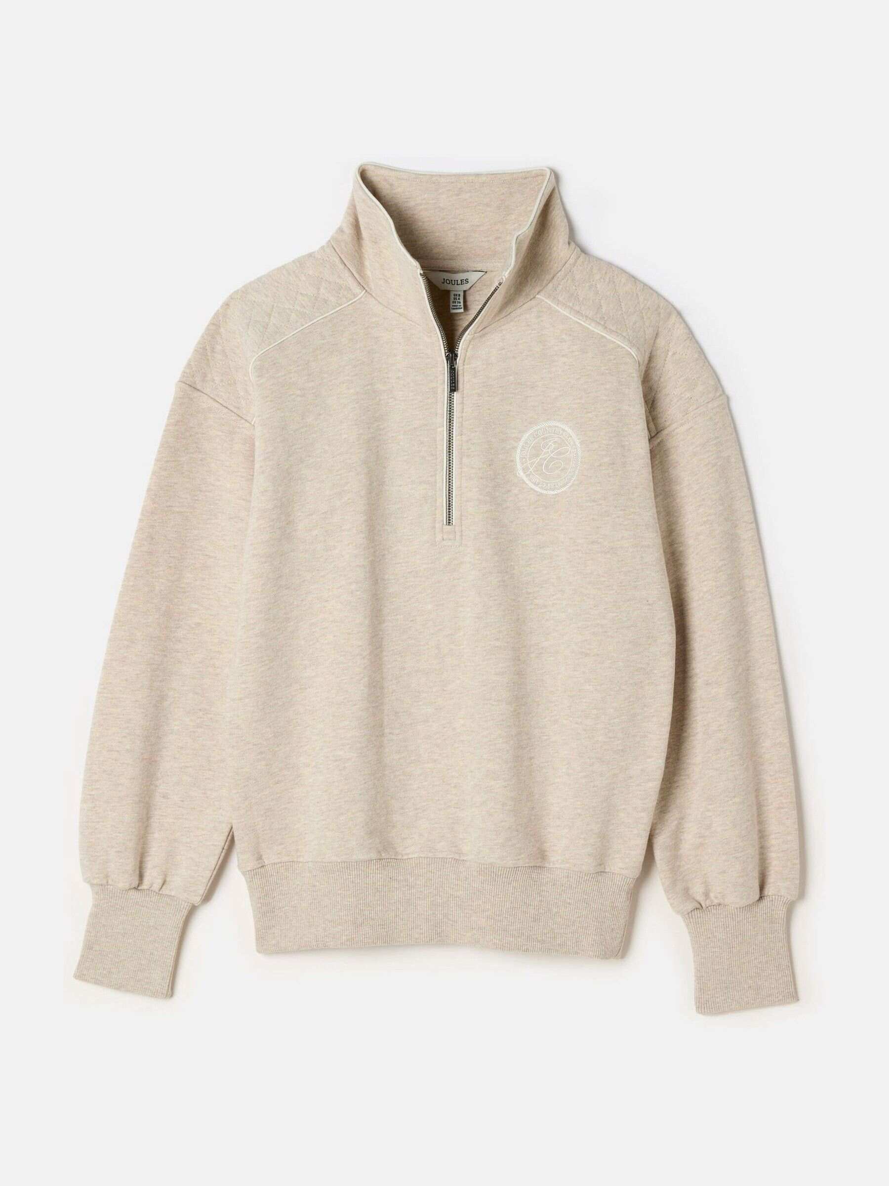 Racquet Cream Cotton Marl Half Zip Sweatshirt