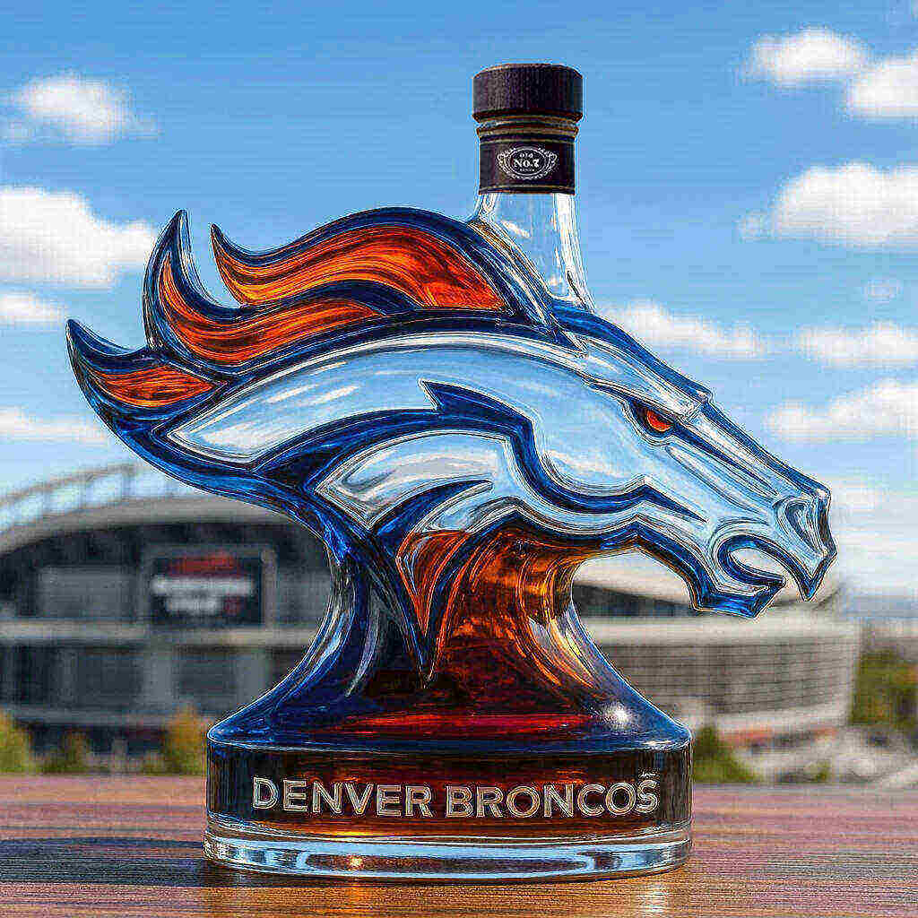 Denver Broncos whiskey bottle
