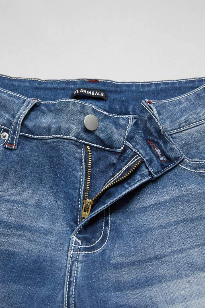 Washed Flap Pocket Low Rise Straight Leg Jeans