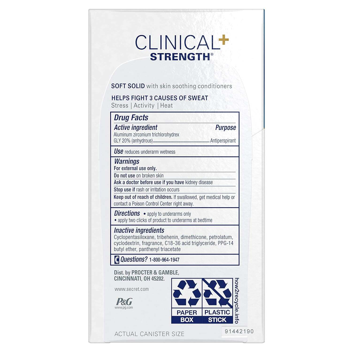Secret Clinical Strength Antiperspirant and Deodorant Women, Soft Solid Stress Response, 72 Hr Sweat Protection, 1.6 oz (Pack of 3)