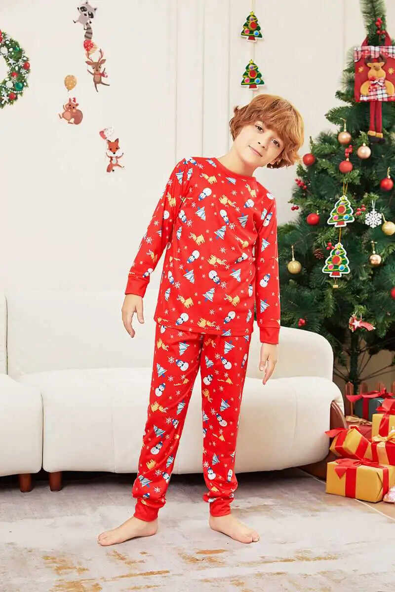 Family Matching Christmas Pajamas Sets Printed Pjs Suit