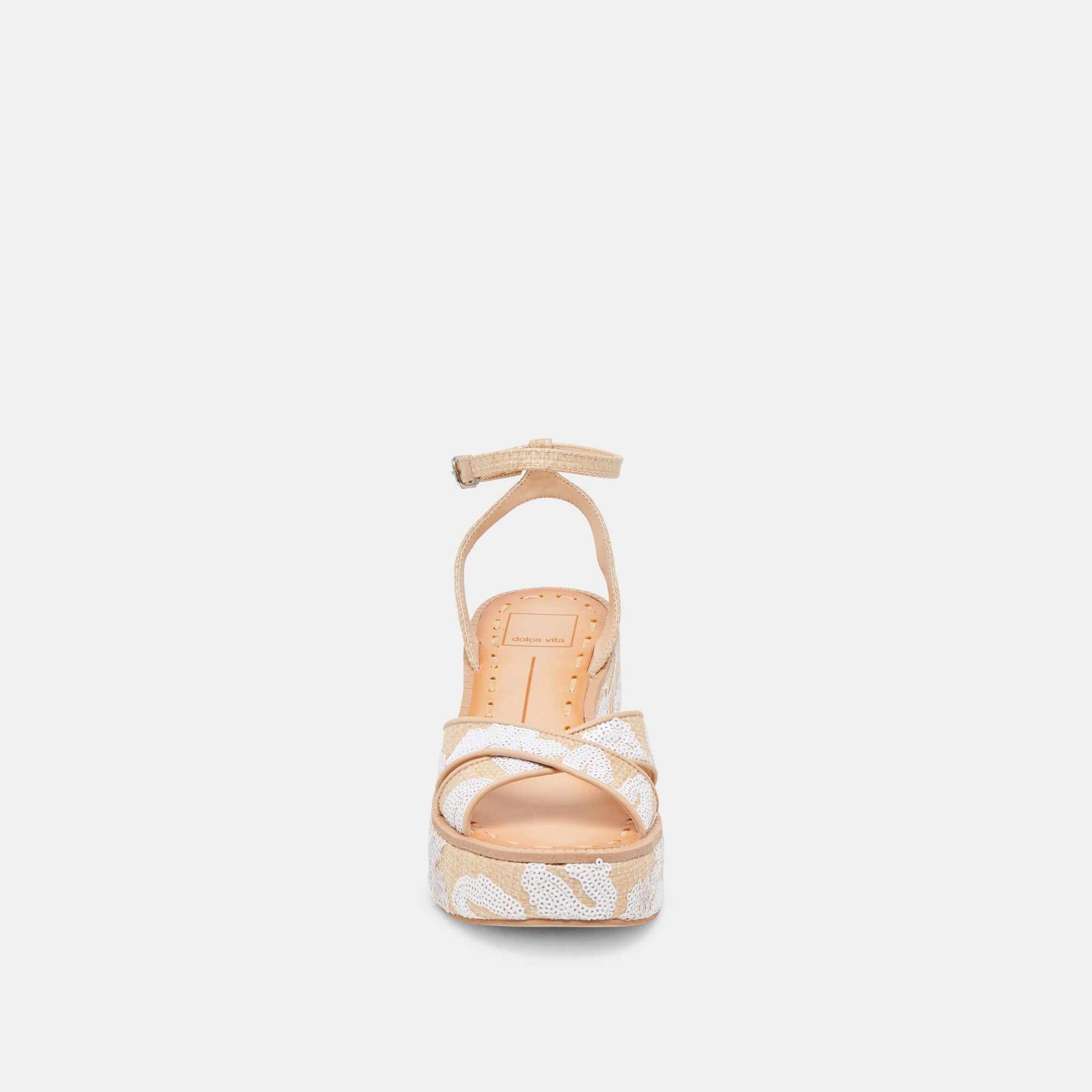 ENIKO HEELS NATURAL MULTI FLORAL SEQUIN