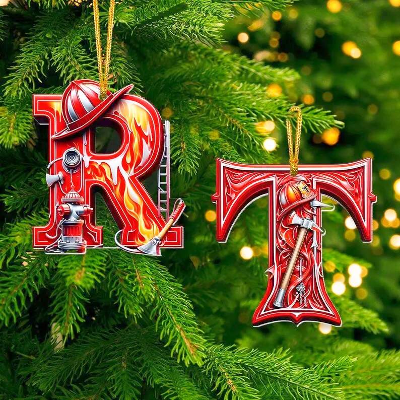 Personalized Alphabet Letter Firefighter Ornament