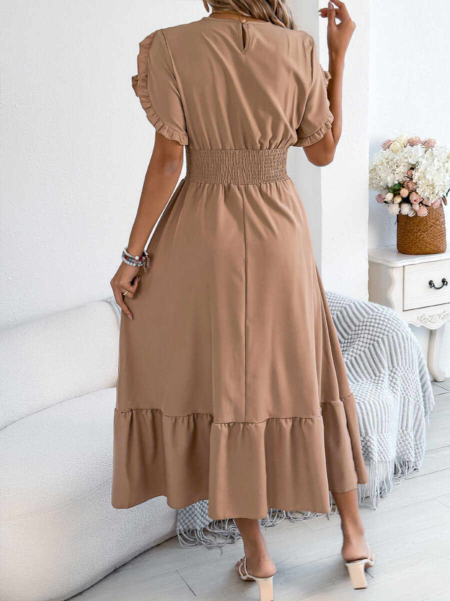 🔥Summer Arrivals🌟Women's Casual Ruffled Short-sleeved Maxi Dress