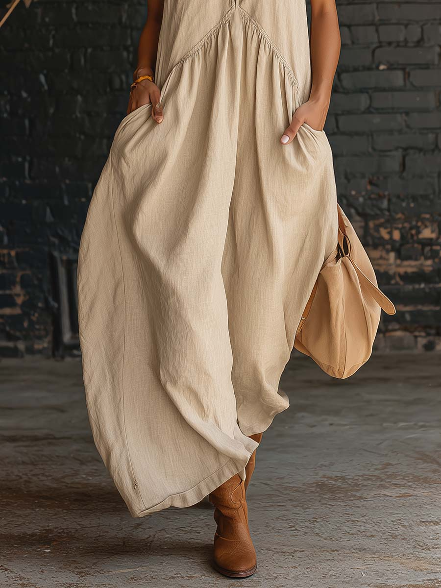 🔥Summer Arrivals🌟Elegant Resort-style Stand-collar Cotton Dress