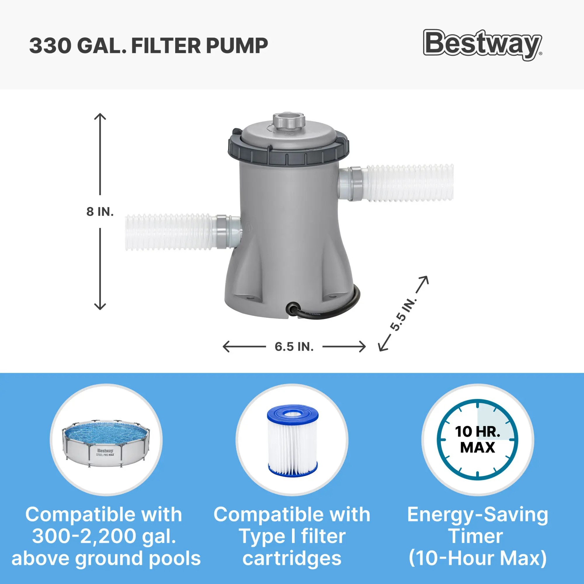Steel Pro MAX Round Above Ground Outdoor Swimming Pool with Pump 30-42 Inch Deep