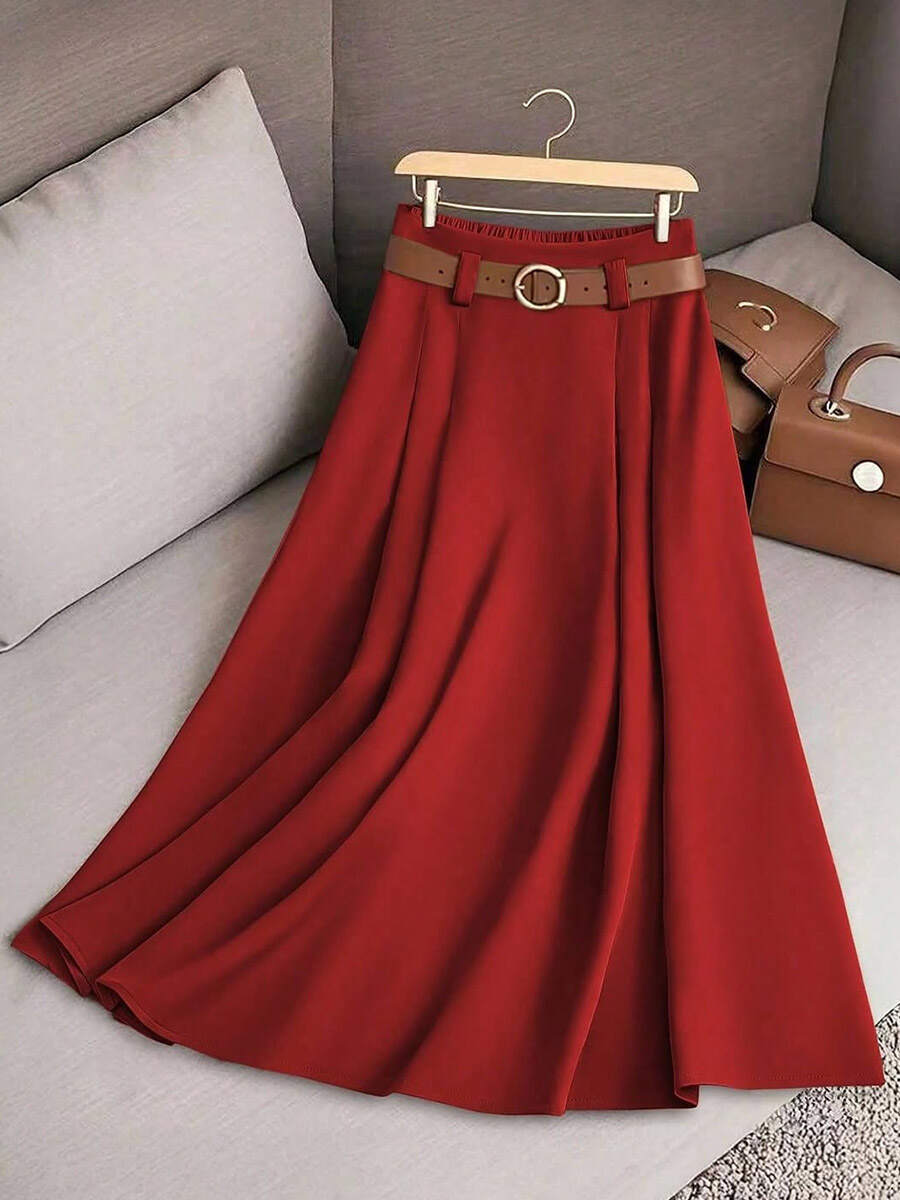 🔥Summer Arrivals🌟Women's Solid Color High Waist A-Line Casual Skirt
