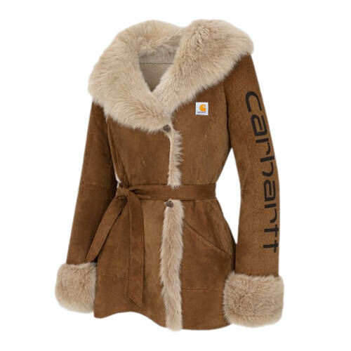 Winter Chic Faux Fur Trimmed Jacket with Scarf Detail