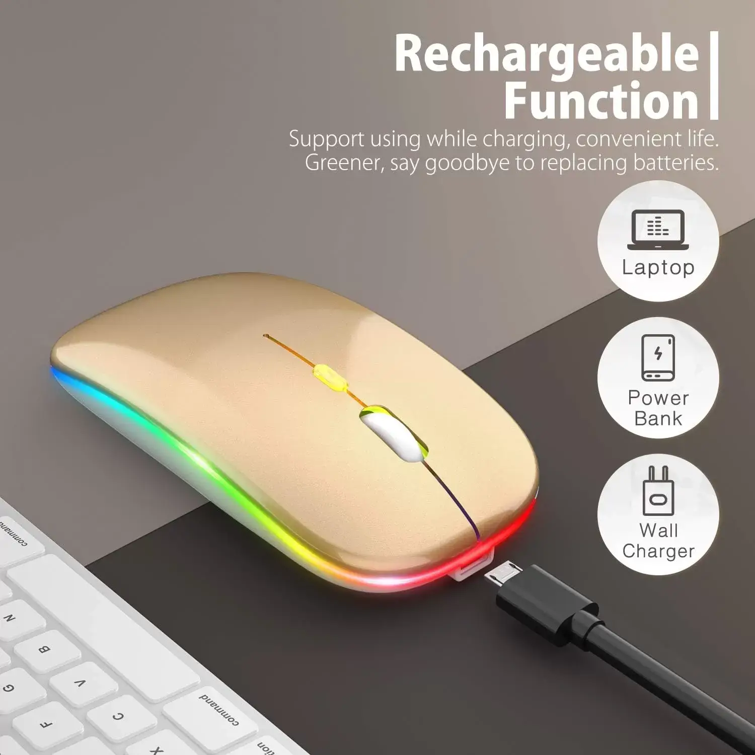 [Upgrade] LED Wireless Mouse, Slim Silent Mouse 2.4G Portable Mobile Optical Office Mouse with USB & Type-c Receiver, 3 Adjustable DPI Levels for Notebook, PC, Laptop, Computer, MacBook (Pink)