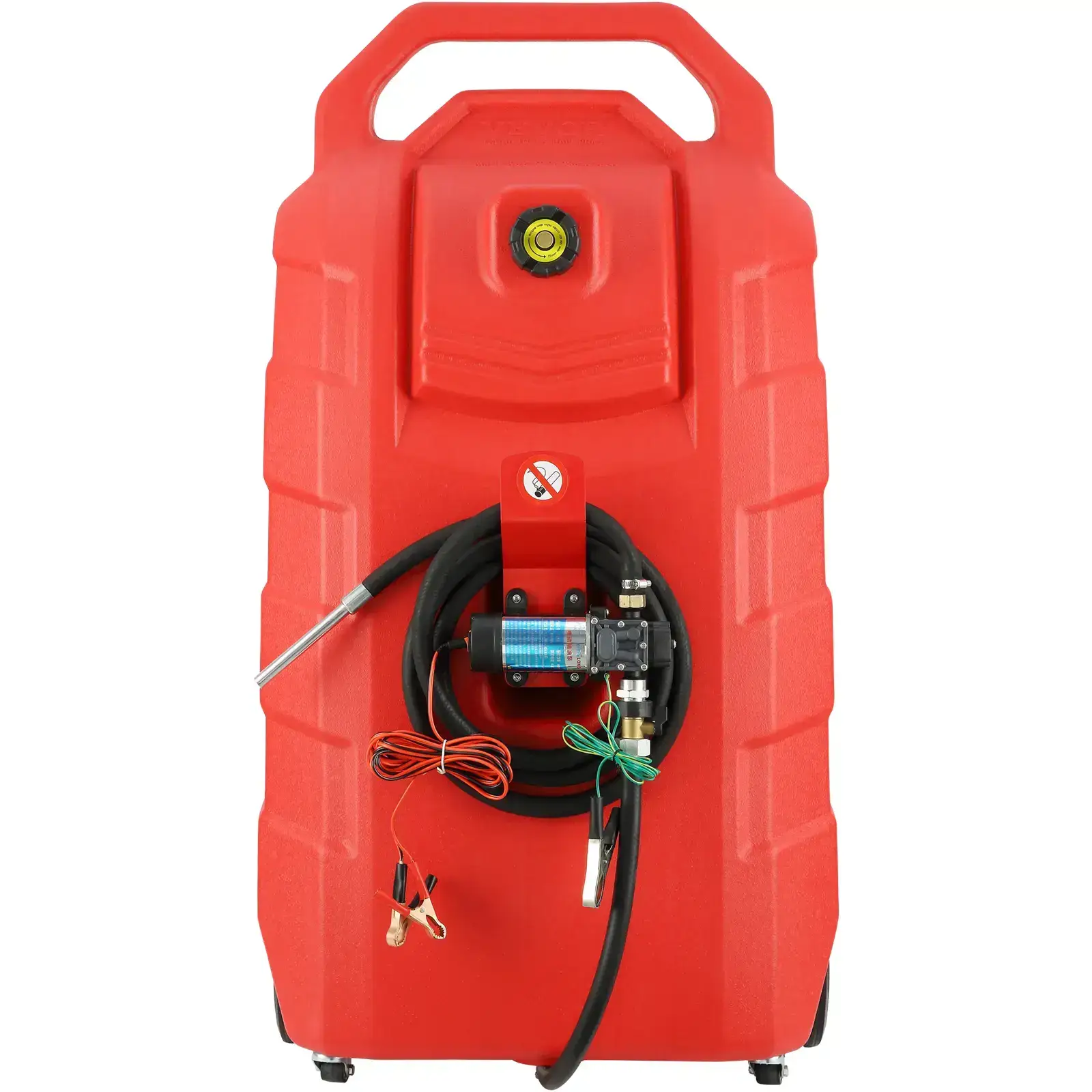 Fuel Caddy,, 32 Gallon, Portable Fuel Storage Tank On-Wheels, with 12V DC Transfer Pump, Gasoline Diesel Fuel Container with 8.2 ft Hose, Flow Rate 7L/min, for Trucks, Boats, Lawn Mowers