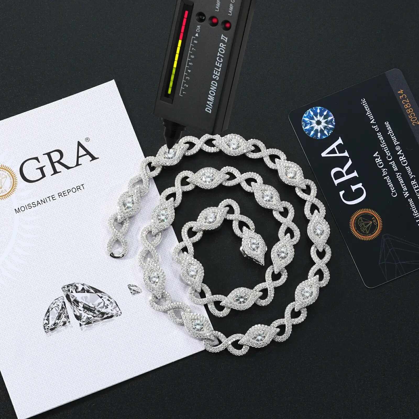 10mm S925 Moissanite Infinity Evil Eye Link Chain