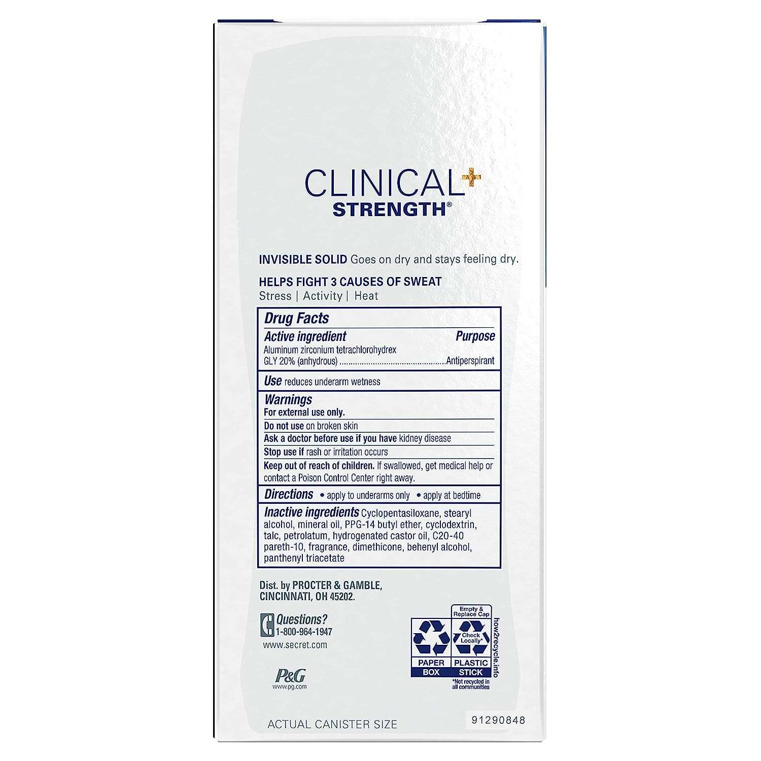 Secret Clinical Strength Antiperspirant and Deodorant Women, Soft Solid Stress Response, 72 Hr Sweat Protection, 1.6 oz (Pack of 3)