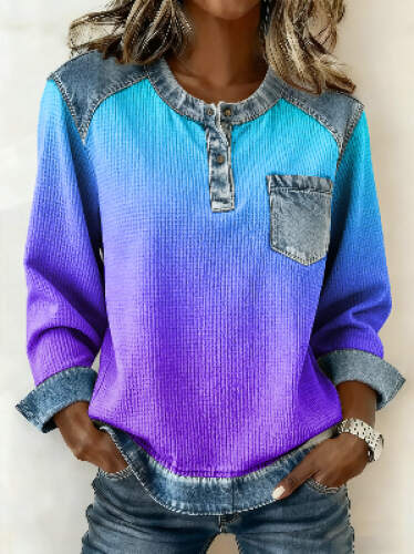 Loose-fitting Round Neck Long-sleeved Vintage-style Top