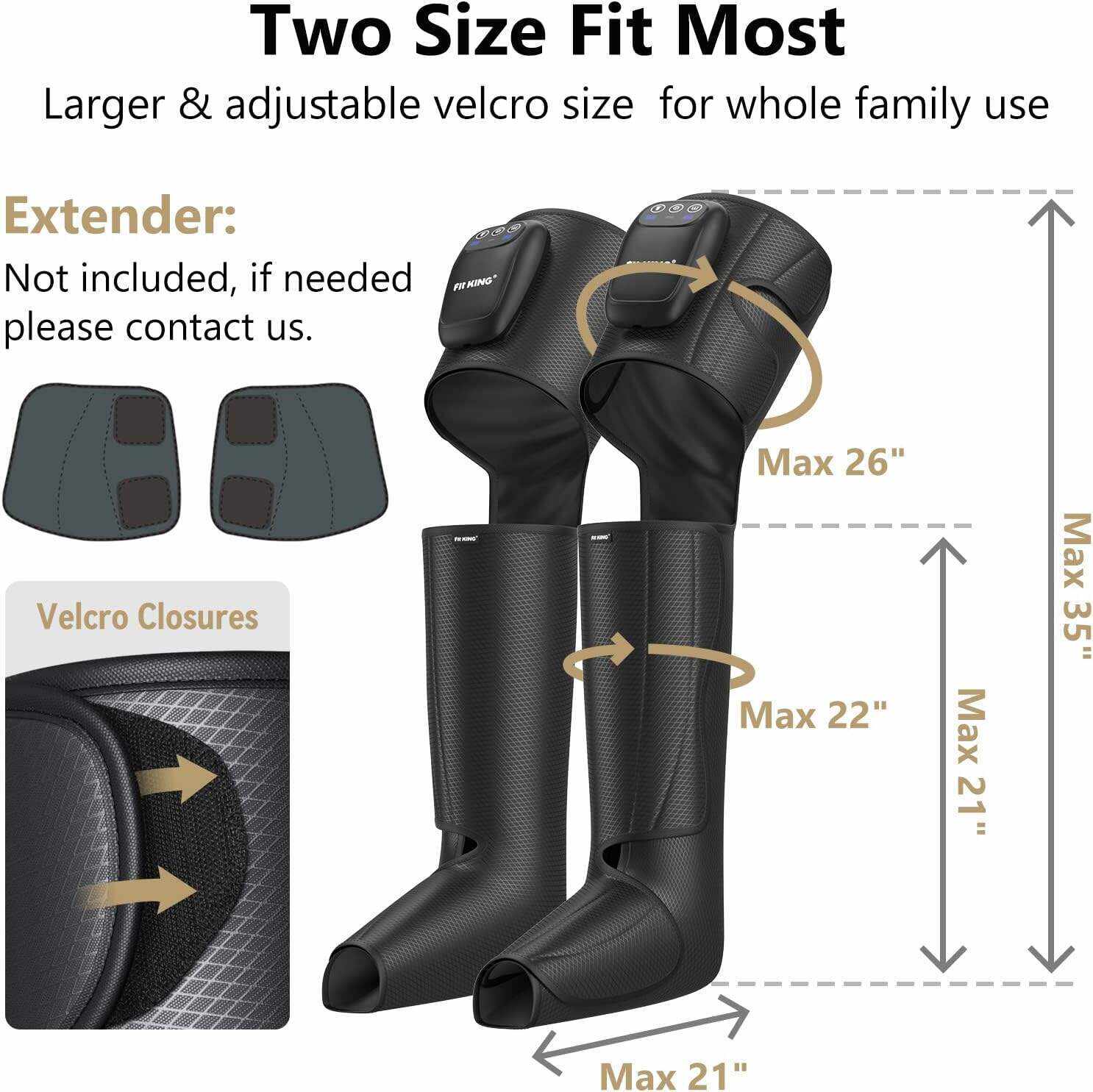FIT KING Cordless Full Leg Massager Compression Boots, Rechargeable Foot and Calf Massager for Travel, Blood Circulation & Fast Recovery, Pain Relief | No External Long Air Hoses,Gift Idea